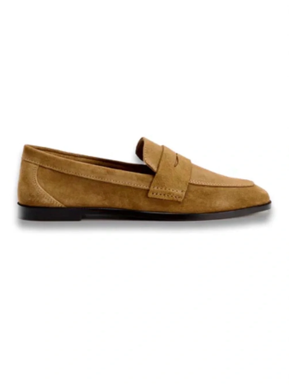 Zara split  Suede Penny Loafers in Camel